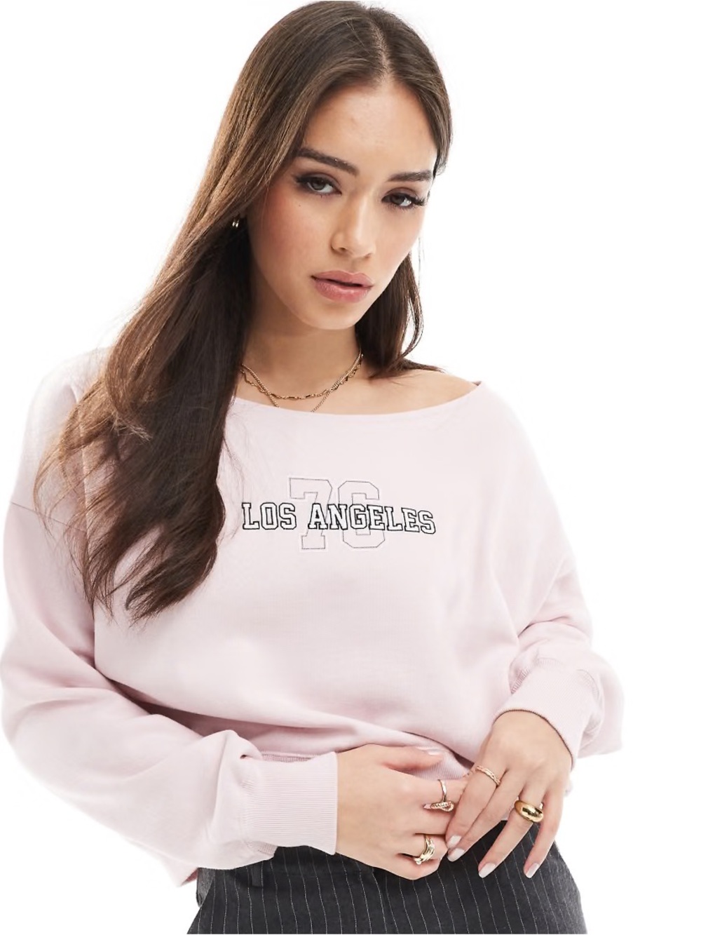 Hollister Pink Los Angeles Off-Shoulder Sweatshirt